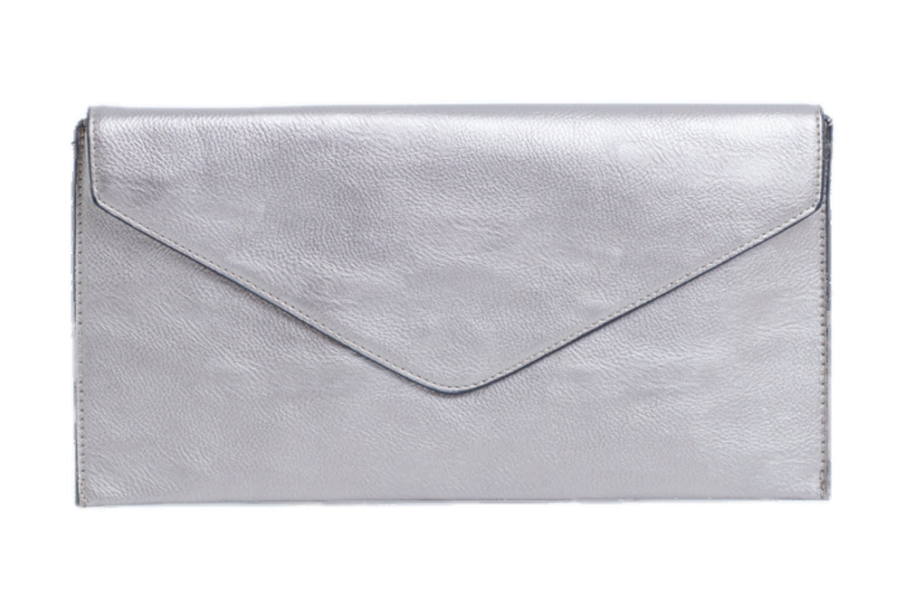 Envelope Clutch Bag Metallic Effect leather