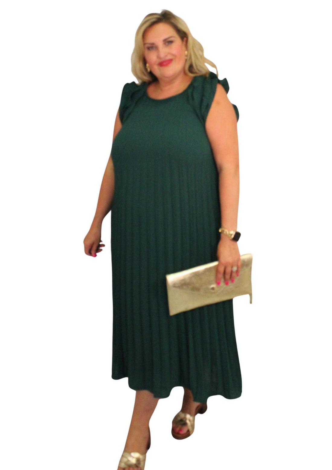 Full Pleat Dress Ruffle Sleeve