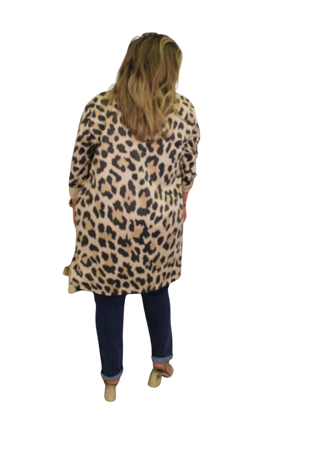 Leopard suedette midi blazer