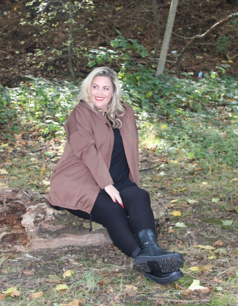 lightweight scuba hoody brown plus size