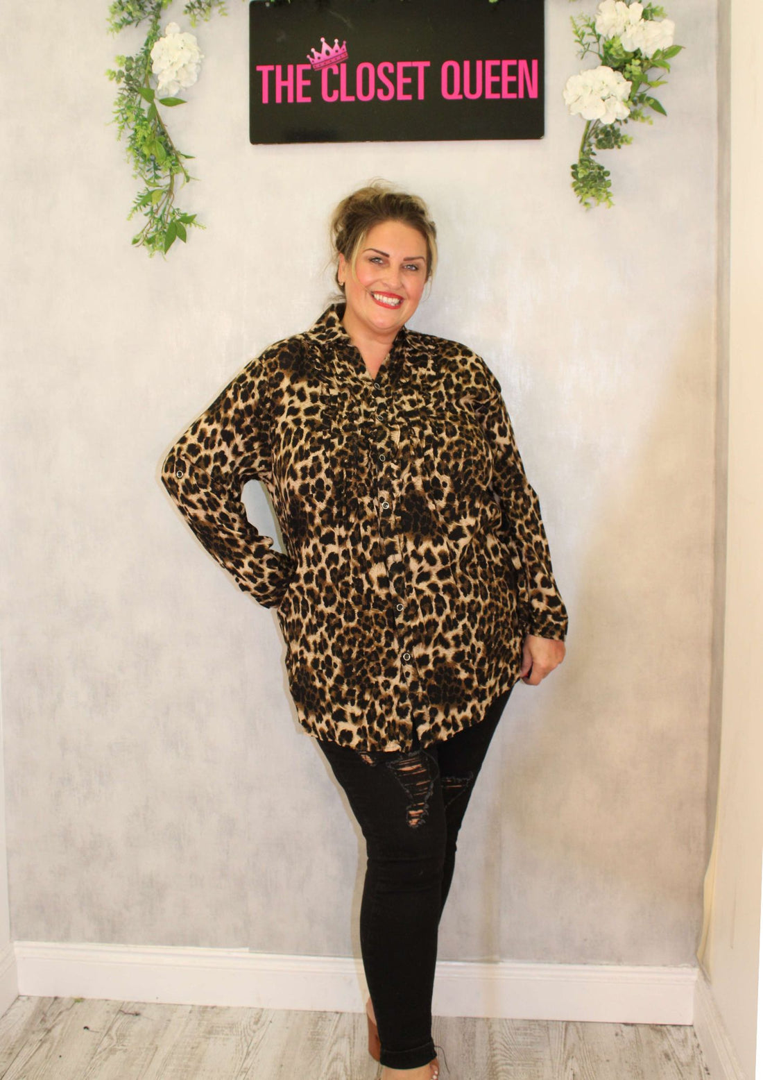 Open Collar Leopard Layer Centre Shirt