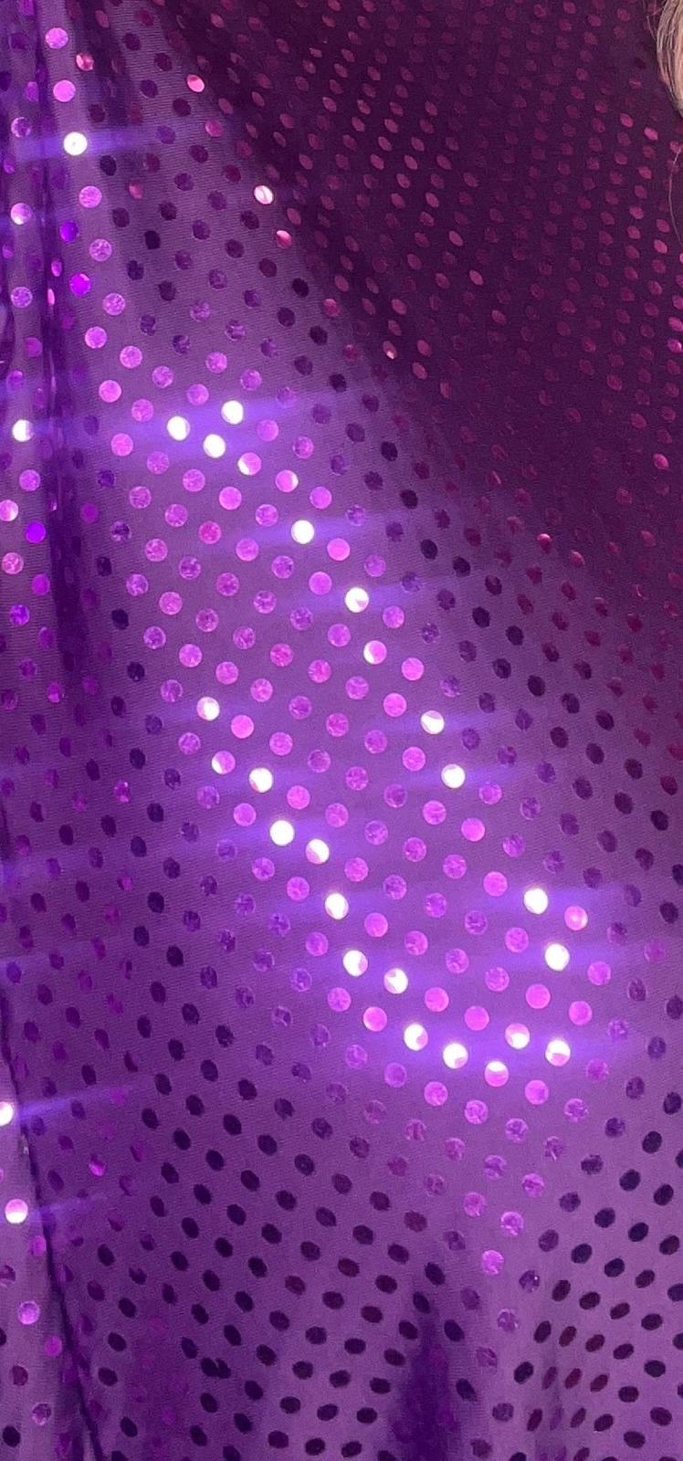 original dress disco print purple plus size round neck midi length sparkle