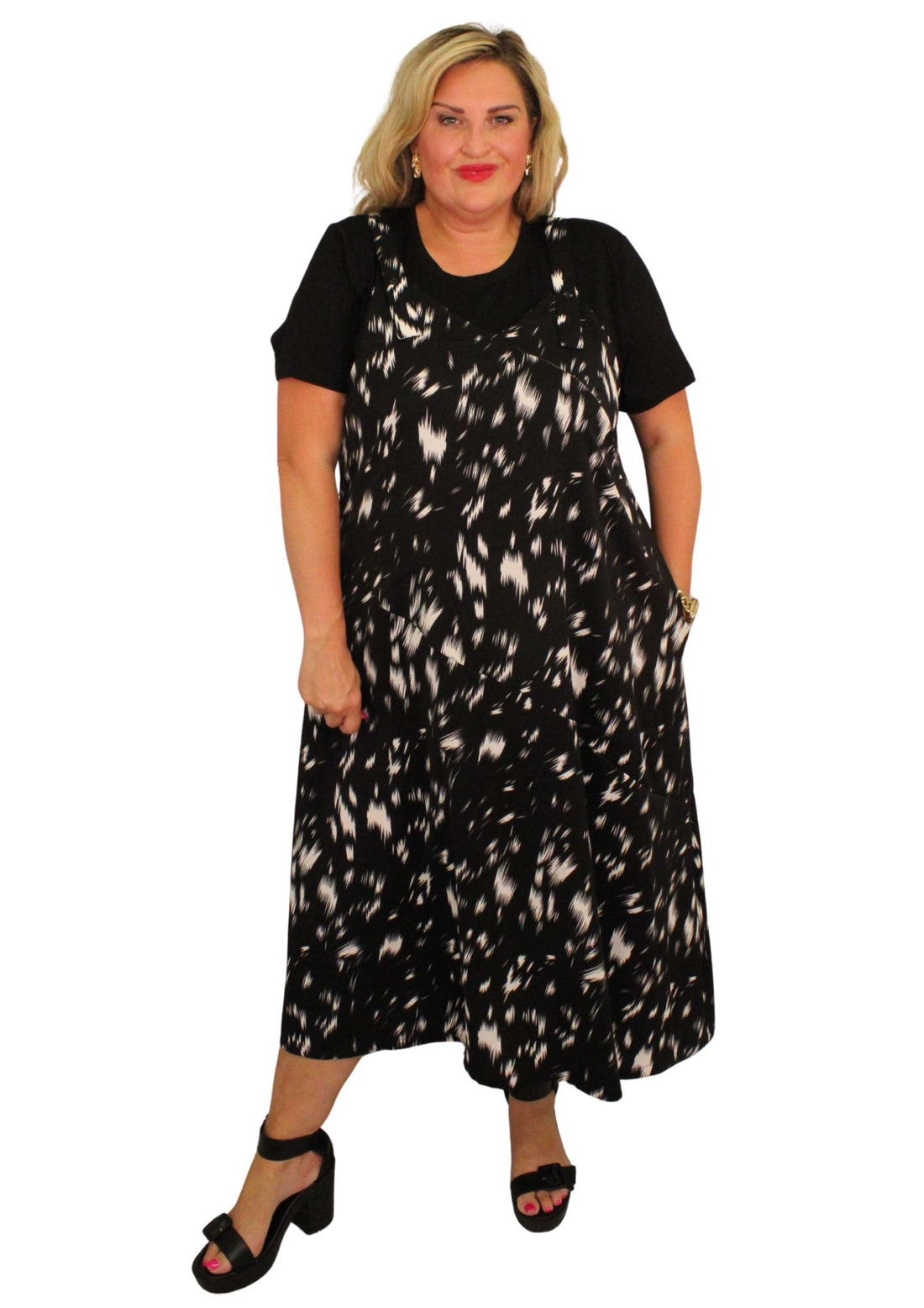 Pinny Dress Brush Print