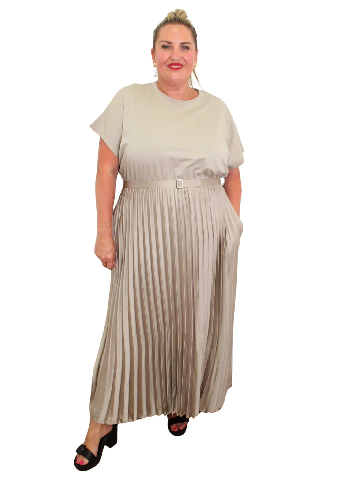 Pleat Bottom Luxury T-shirt Dress
