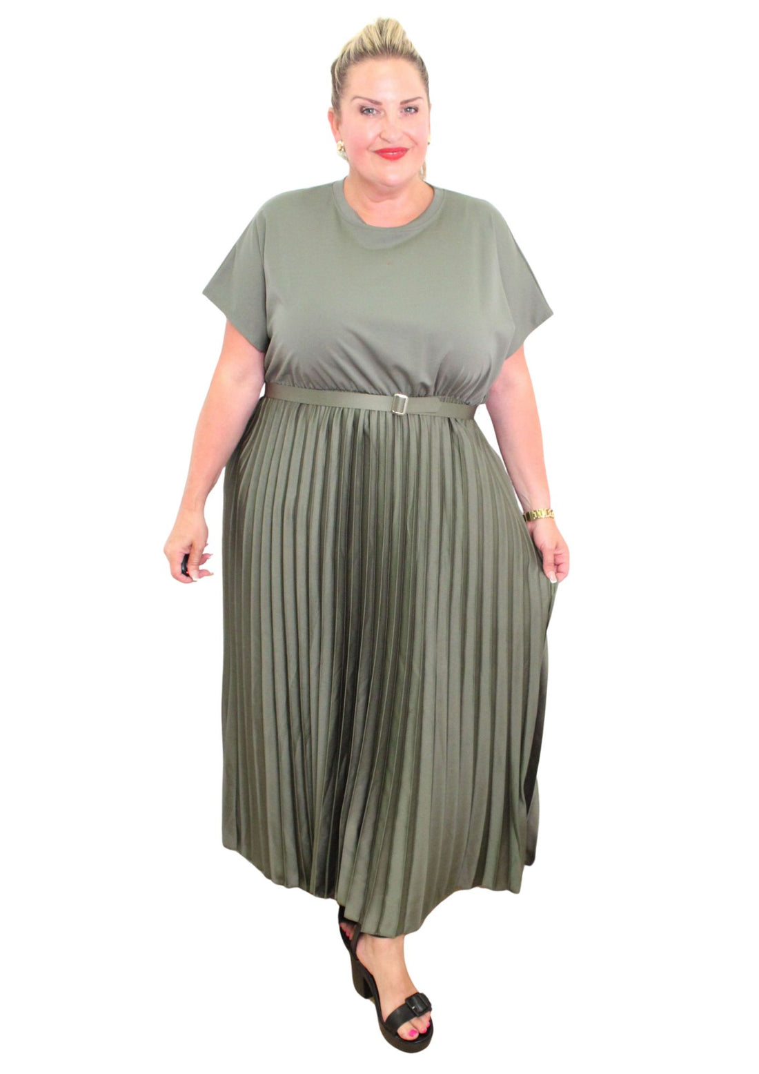 Pleat Bottom Luxury T-shirt Dress