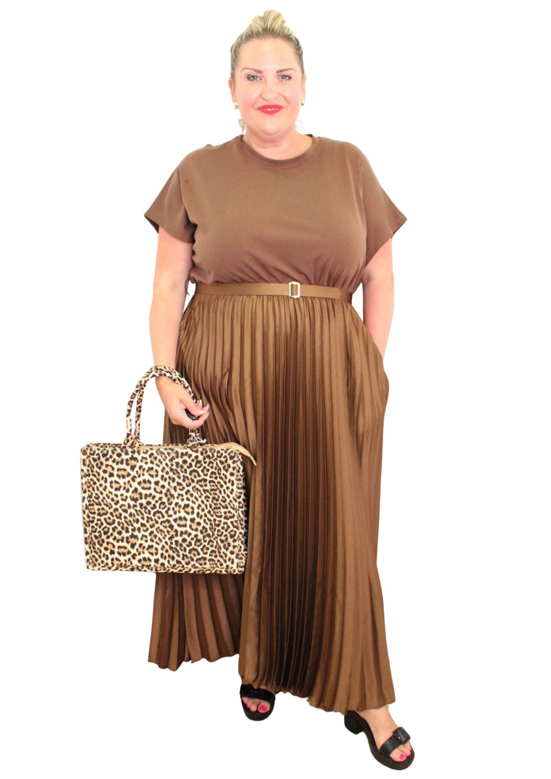 Pleat Bottom Luxury T-shirt Dress