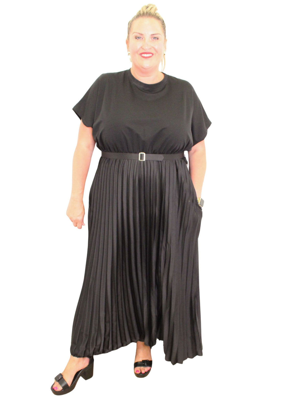Pleat Bottom Luxury T-shirt Dress