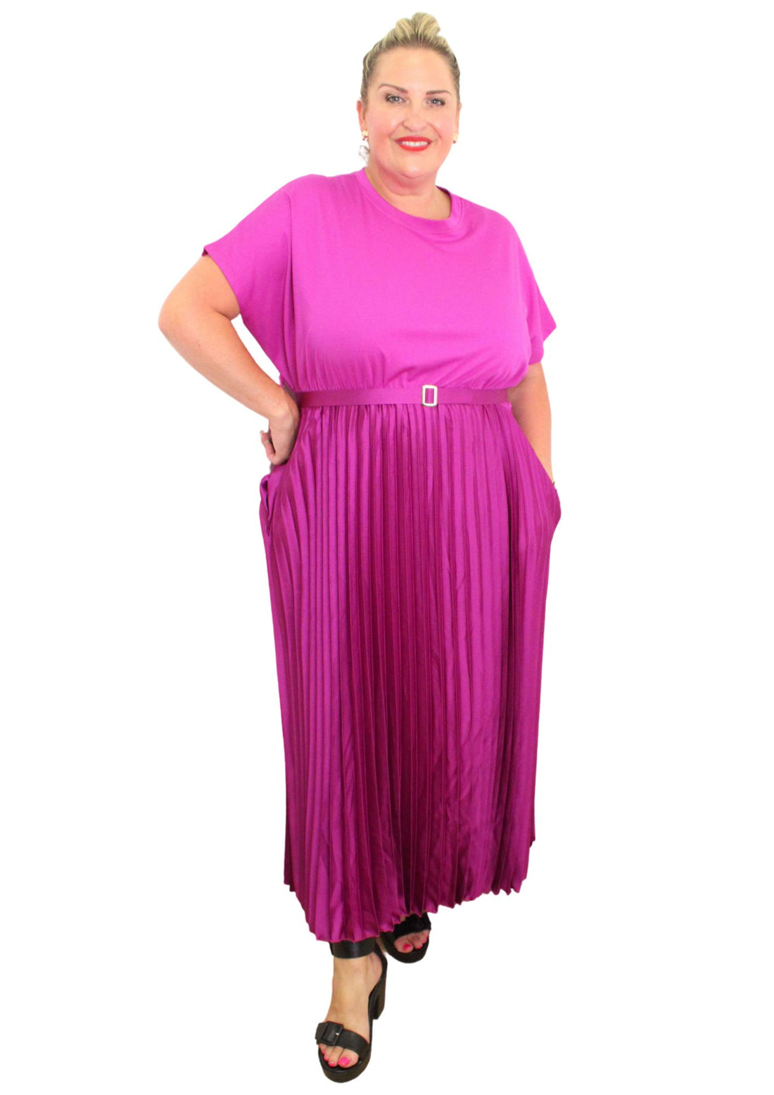 Pleat Bottom Luxury T-shirt Dress