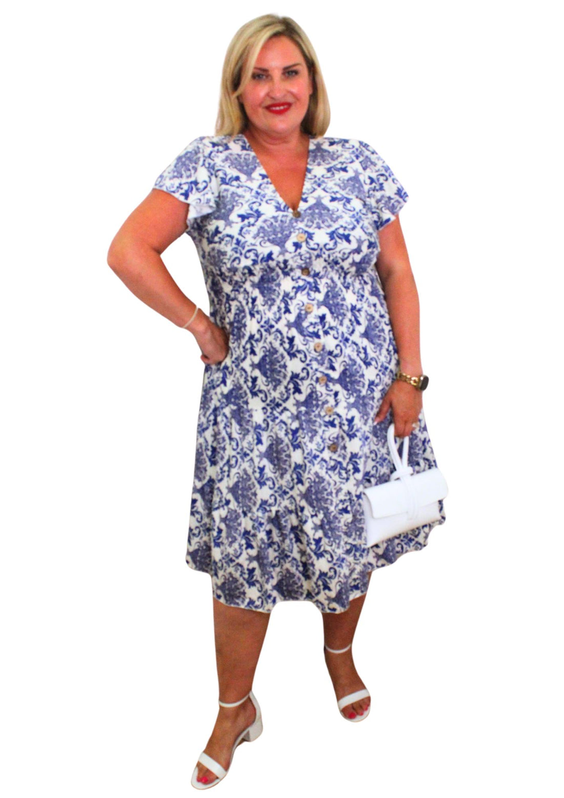 Rosa Dress V Neck Flock