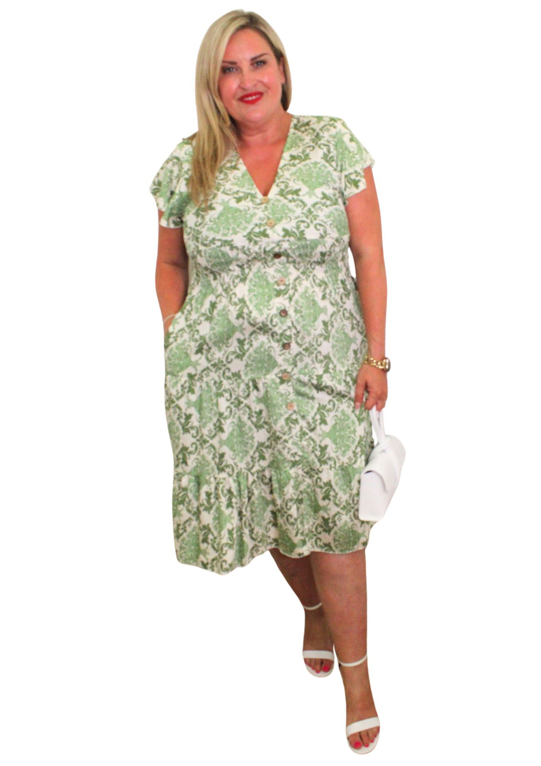 Rosa Dress V Neck Flock
