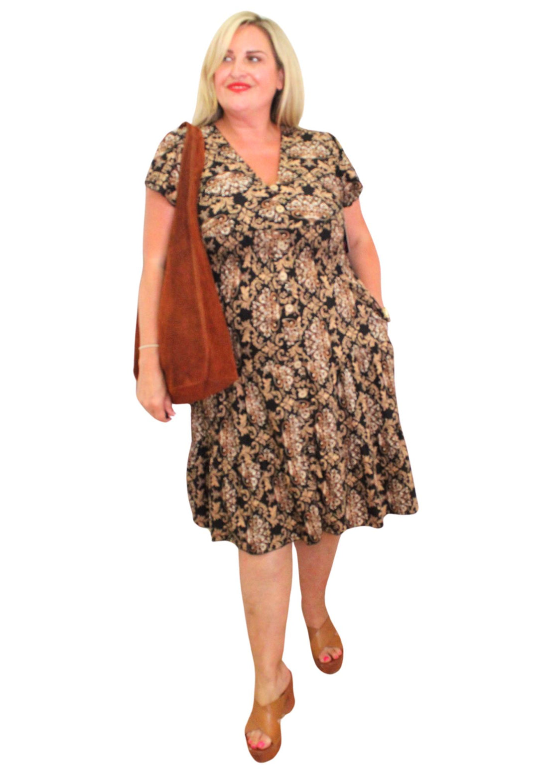 Rosa Dress V Neck Flock