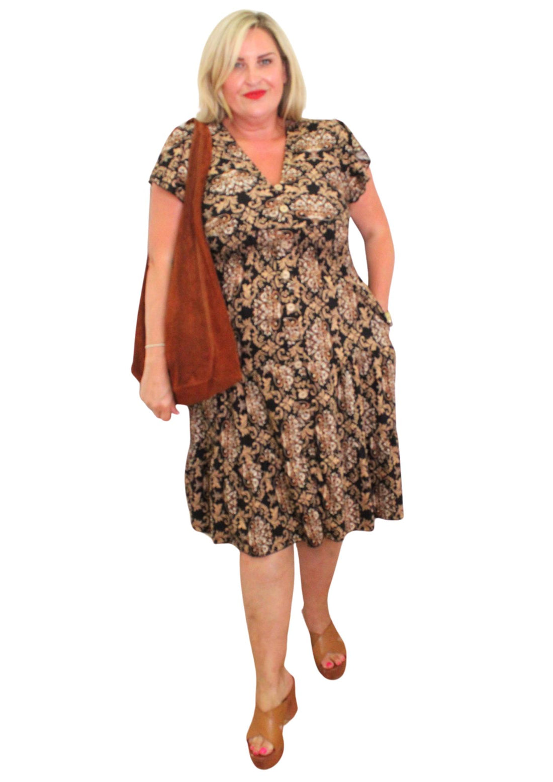 Rosa Dress V Neck Flock