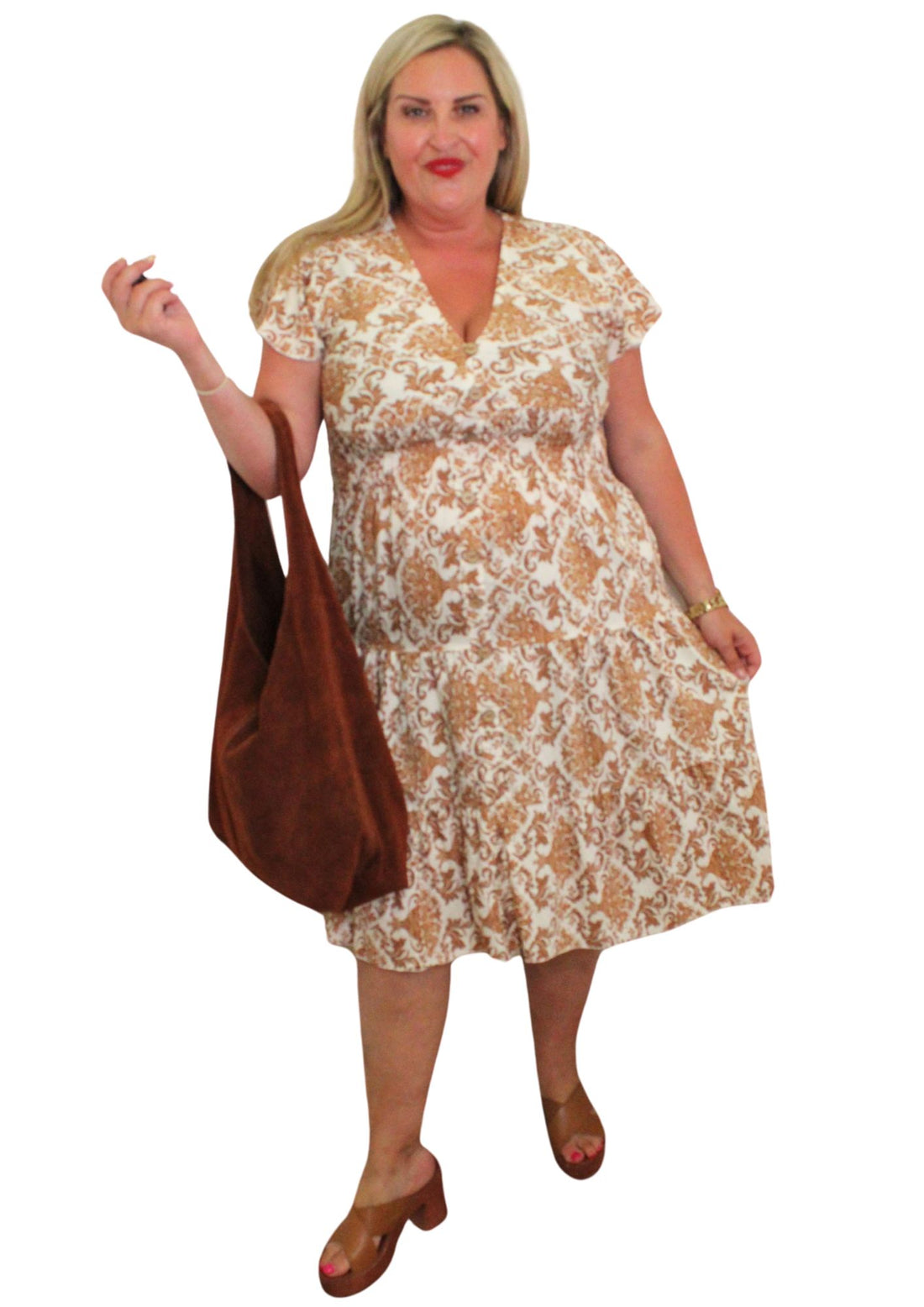 Rosa Dress V Neck Flock