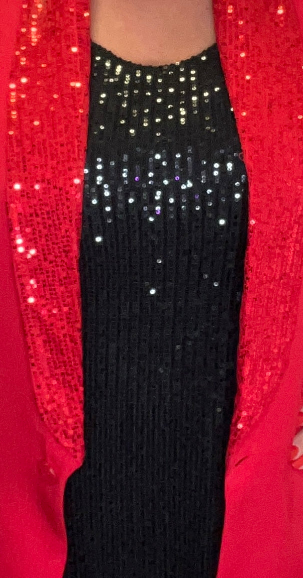sequin trim blazer red plus size long sleeve sparkle