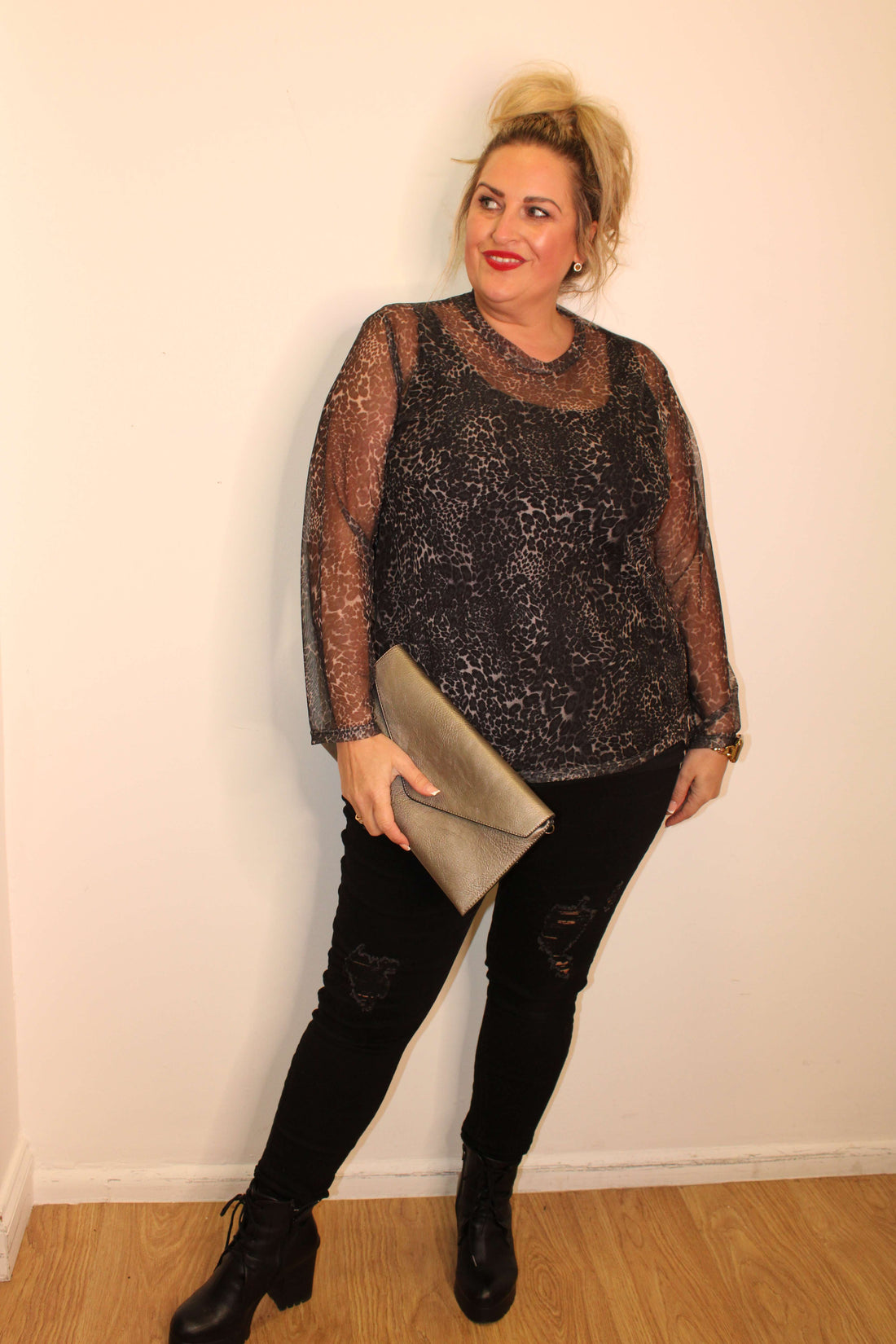 Sheer Top Leopard Print