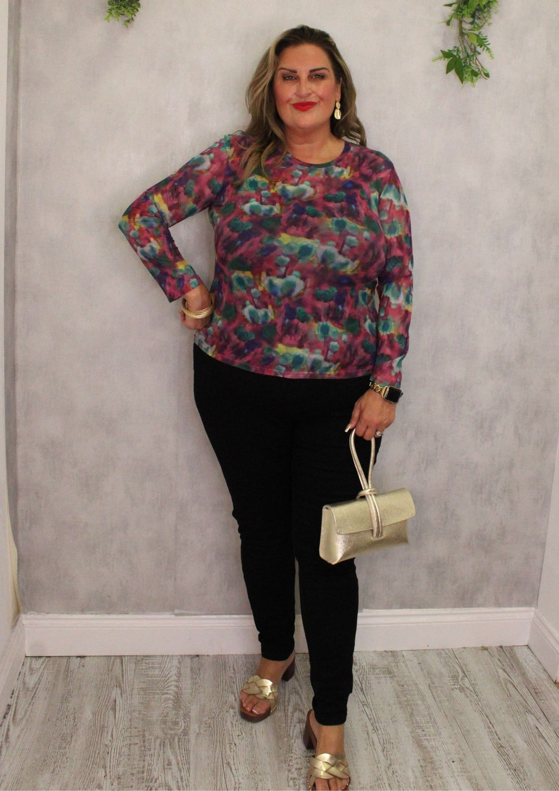 Sheer Top Monet Print