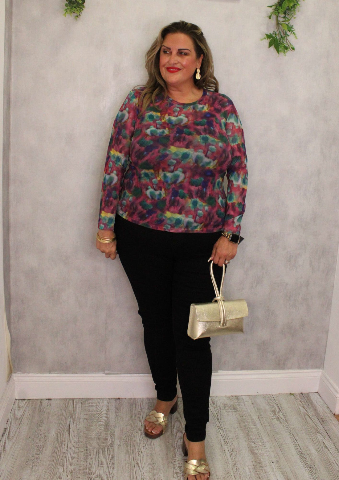 Sheer Top Monet Print