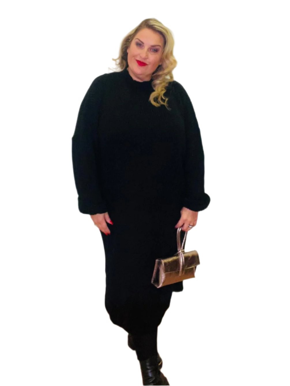 simple slouch knit dress plus size black