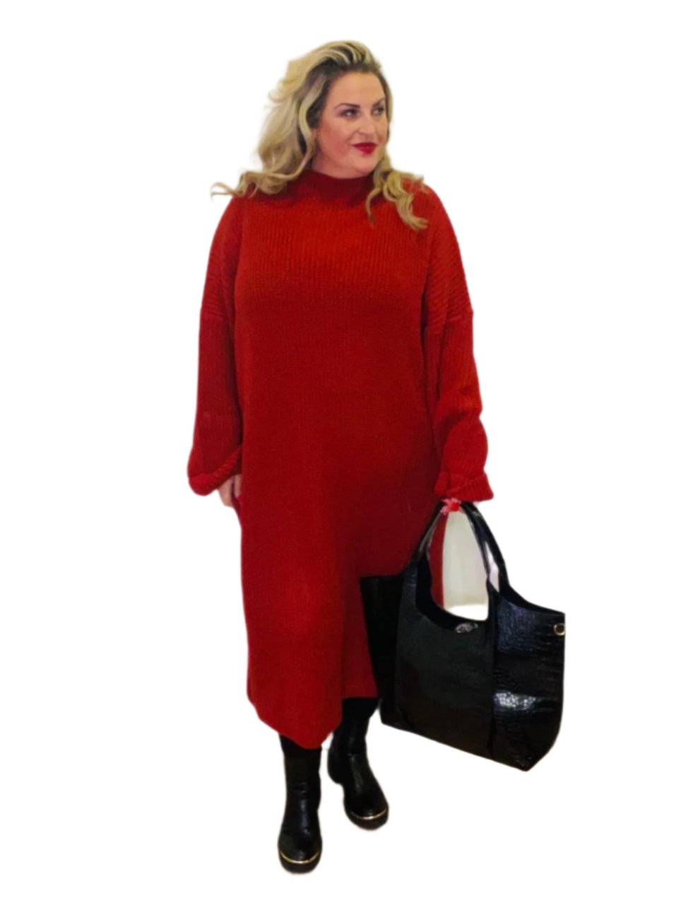 simple slouch knit dress plus size rust