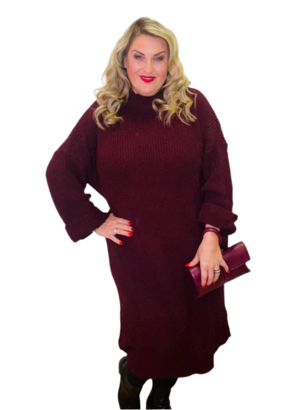 simple slouch knit dress plus size wine