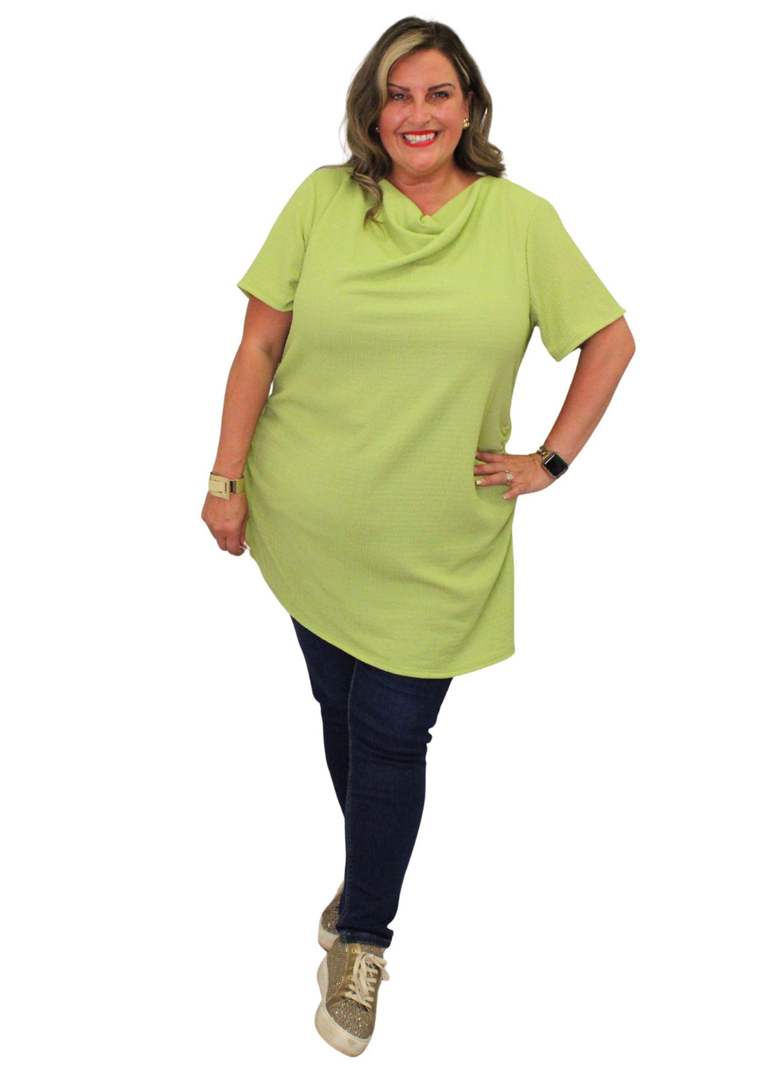 Slash Neck Crimple Top