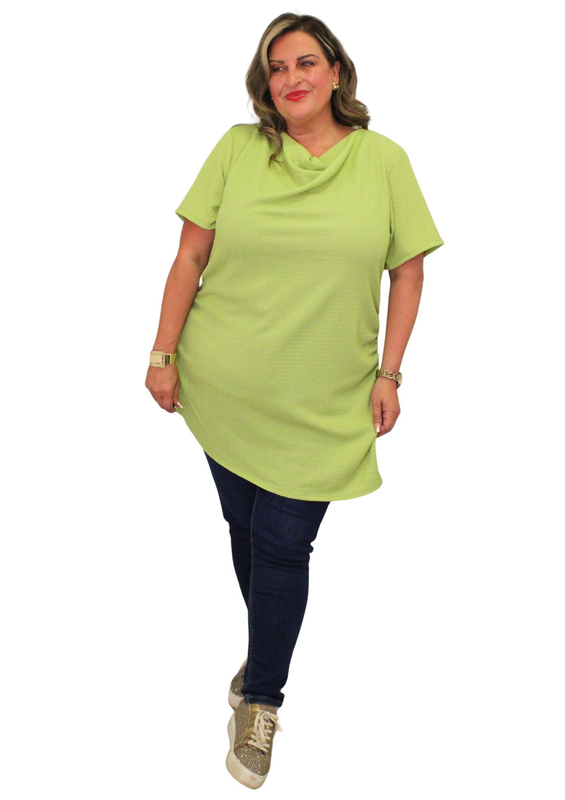 Slash Neck Crimple Top