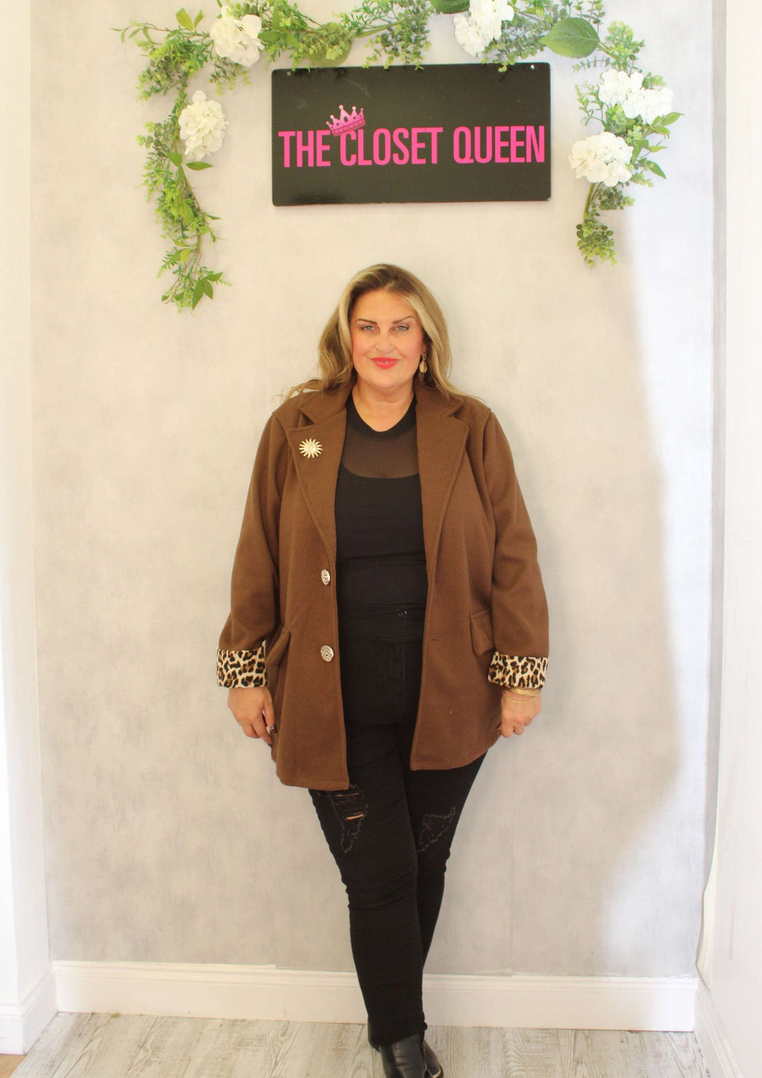 Sunshine Leopard Trim Blazer Coat