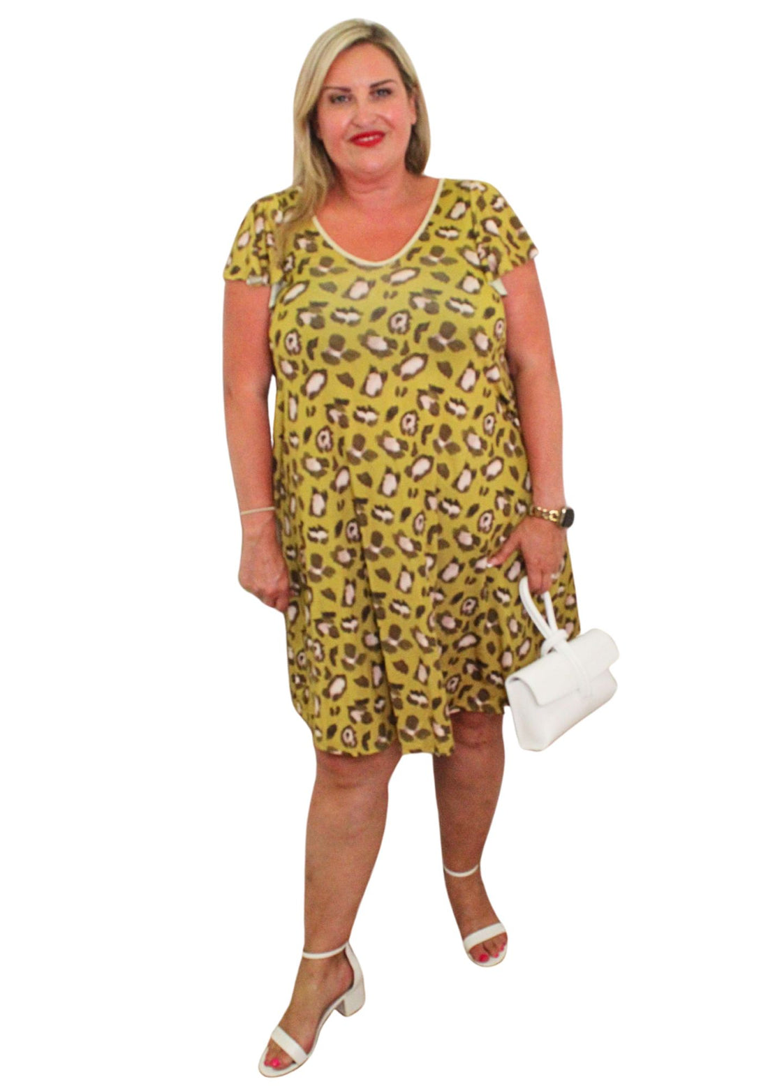 Tie Back Frill Sleeve Dress Animal