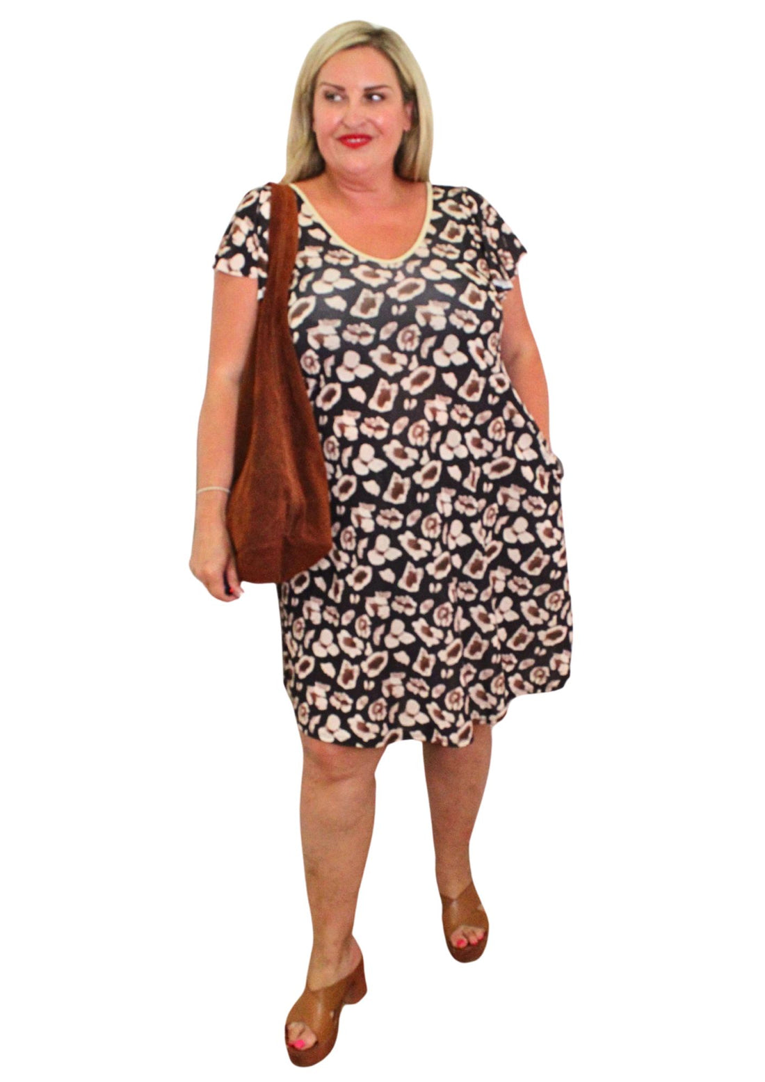 Tie Back Frill Sleeve Dress Animal