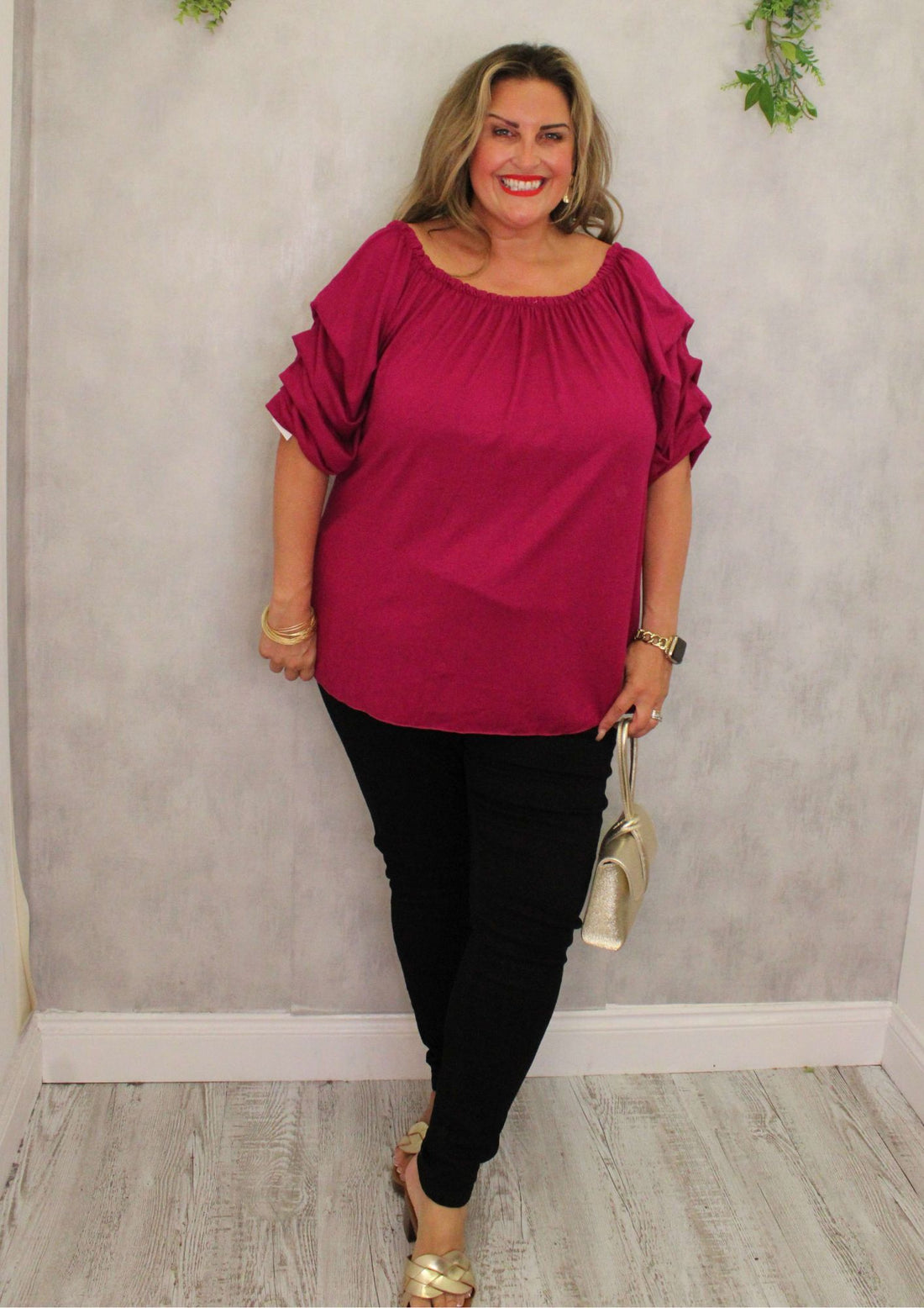 Tuck Sleeve Fine Knit Top