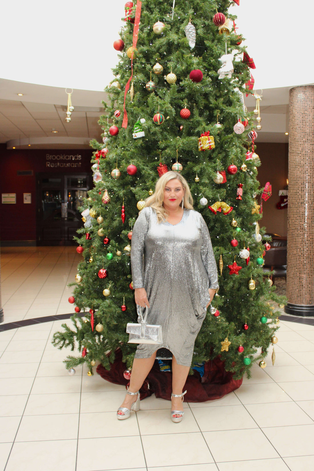 tulip dress knight print silver plus size long sleeve