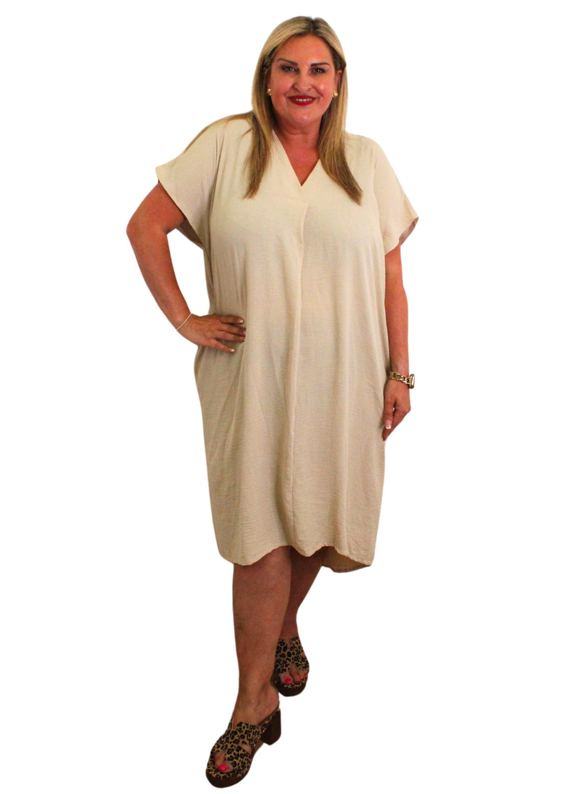 V Stitch Dress Plain