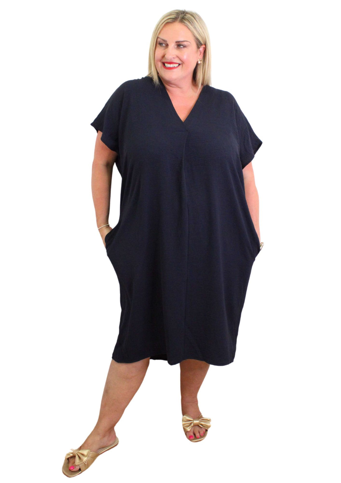 V Stitch Dress Plain