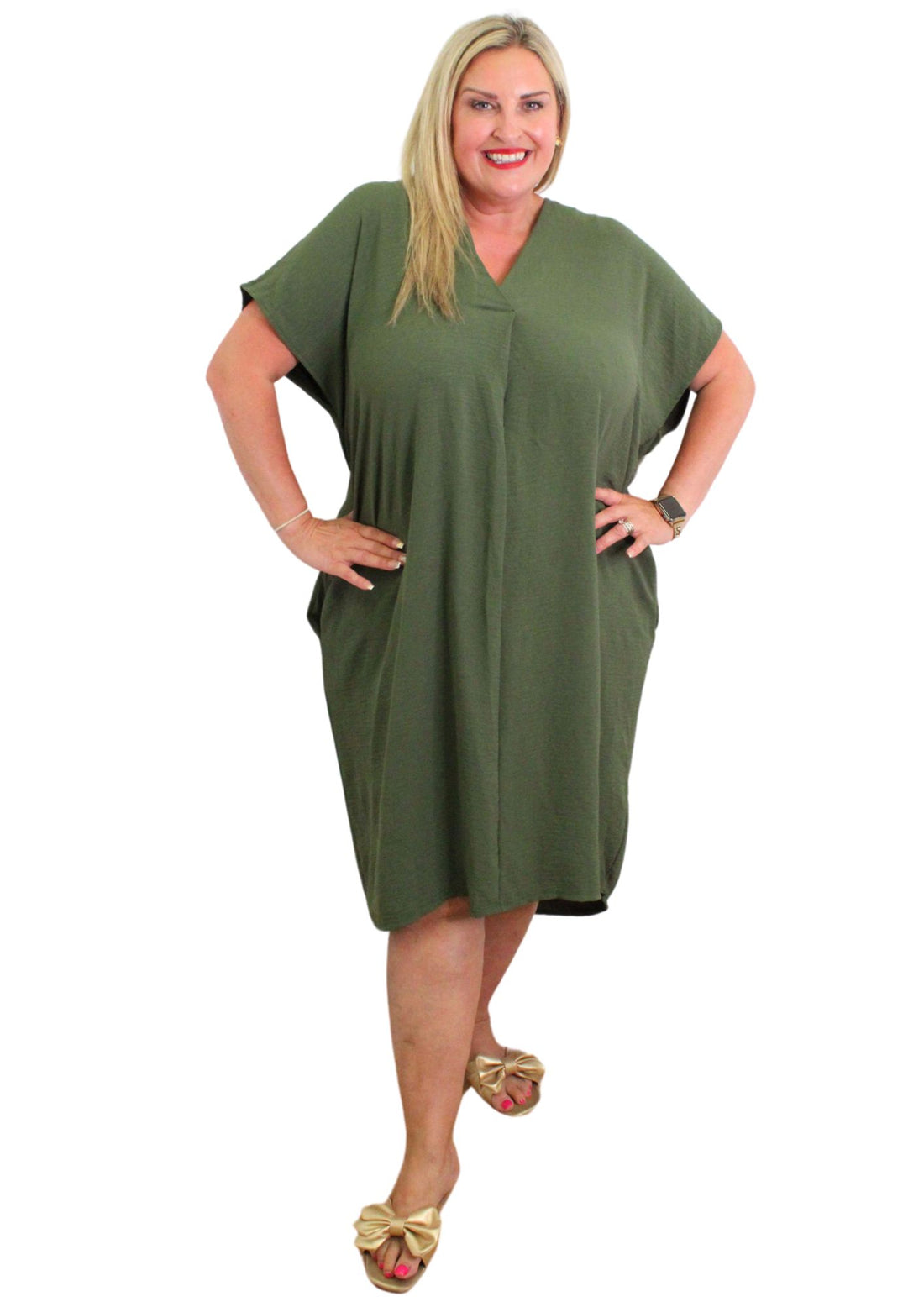 V Stitch Dress Plain