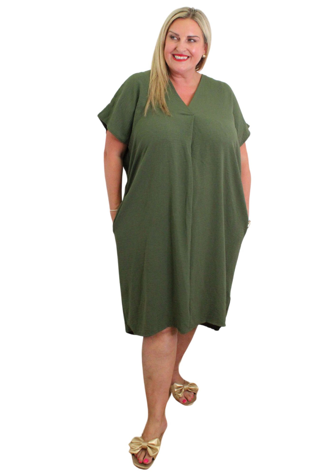V Stitch Dress Plain