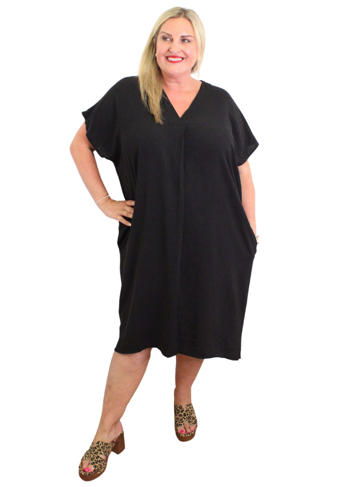 V Stitch Dress Plain