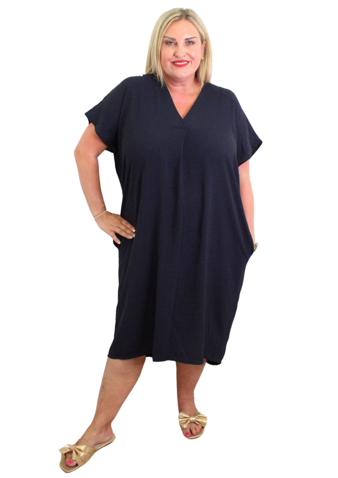 V Stitch Dress Plain
