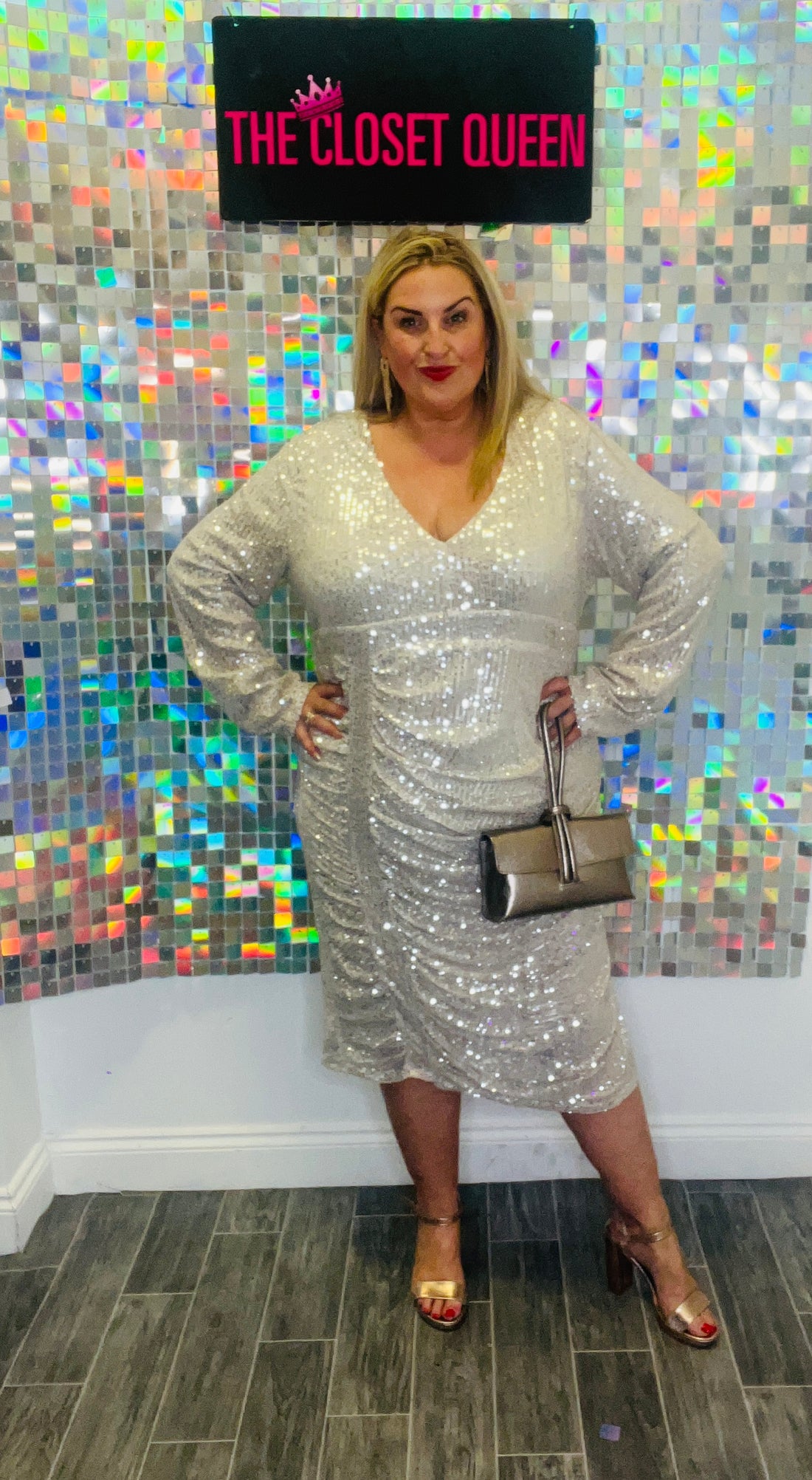 Front Drape Sequin Dress