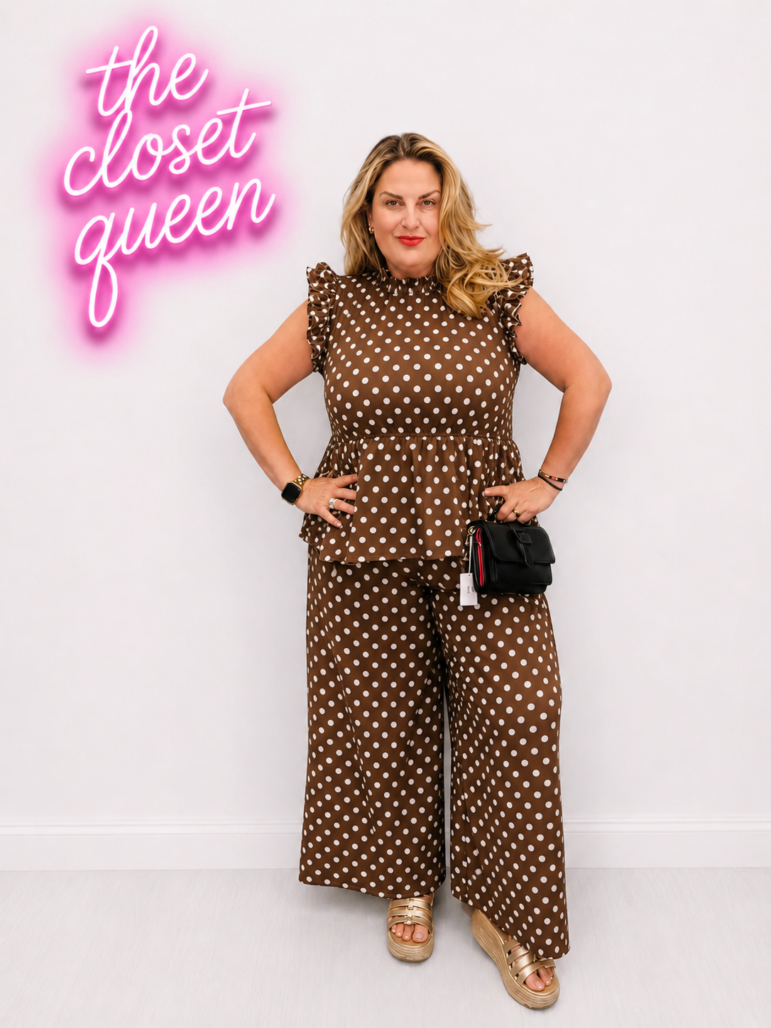 Sheered Peplum Top Polka Dot