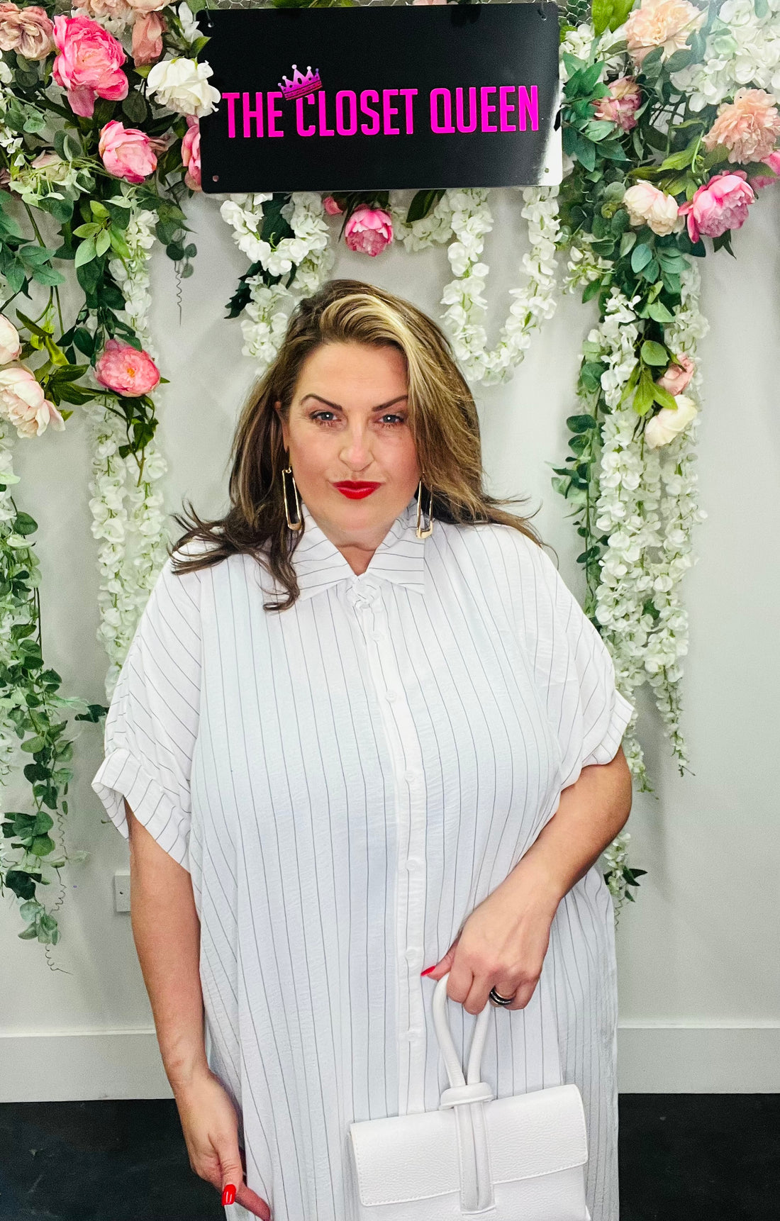 Pinstripe Maxi Shirt Dress