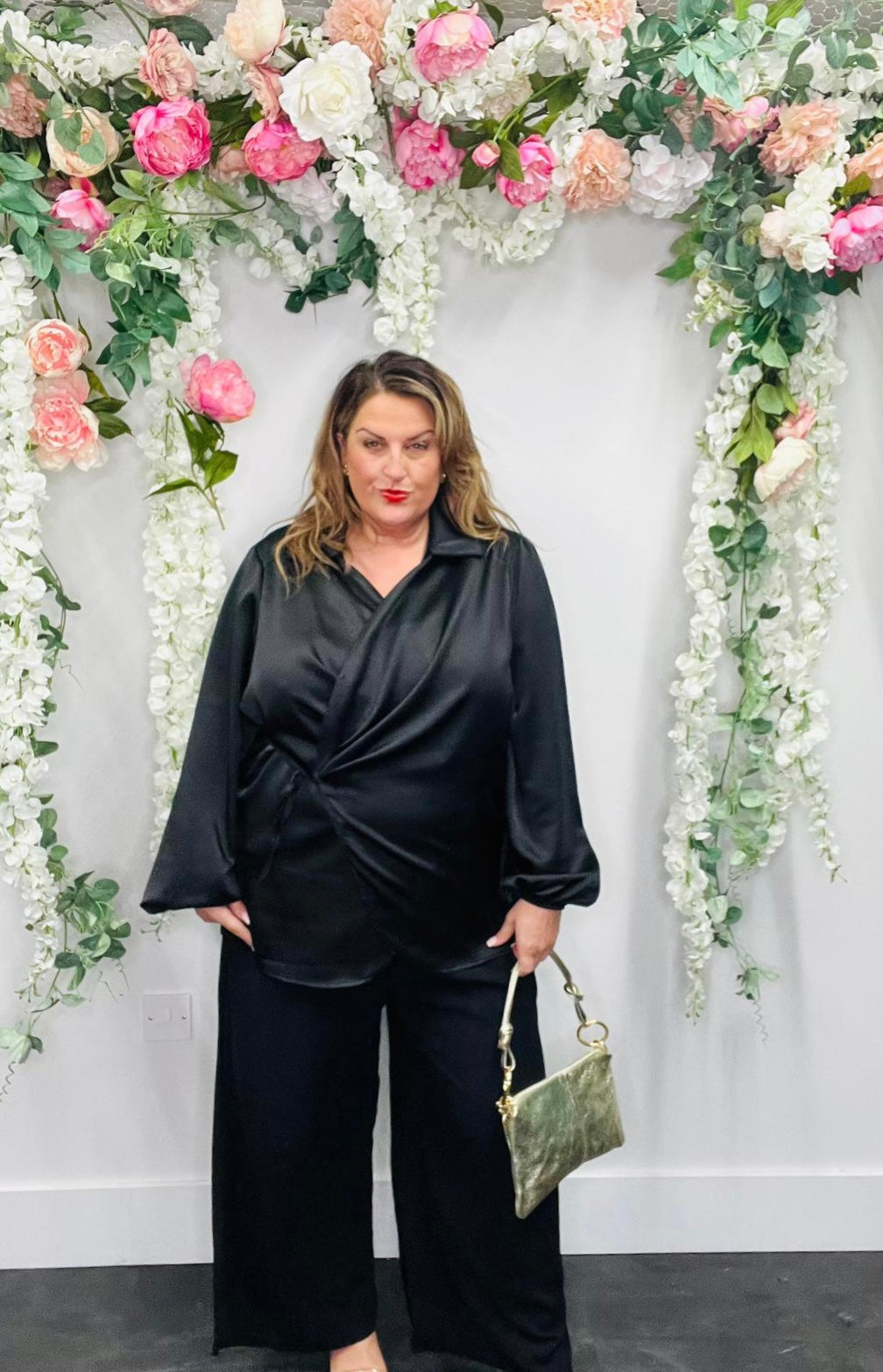 Satin Effect Tie Blouse