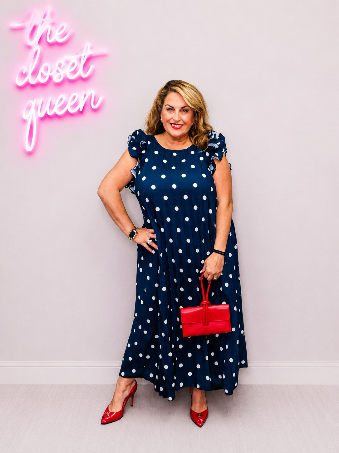 Ruffle Sleeve Full Pleat Dress Polka | Plus Size Polka Dot Dress The Closet Queen Ruffle Sleeve Full Pleat Dress Polka | Plus Size Polka Dot Dress The Closet Queen