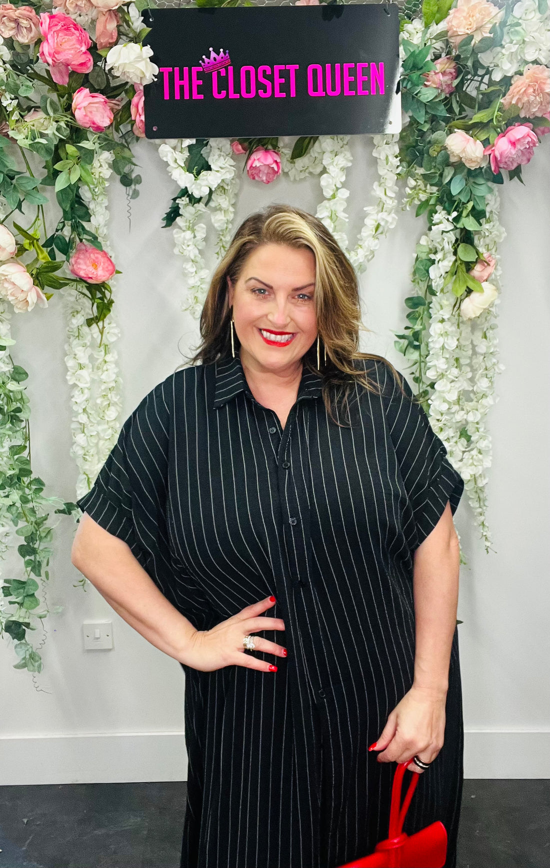 Pinstripe Maxi Shirt Dress