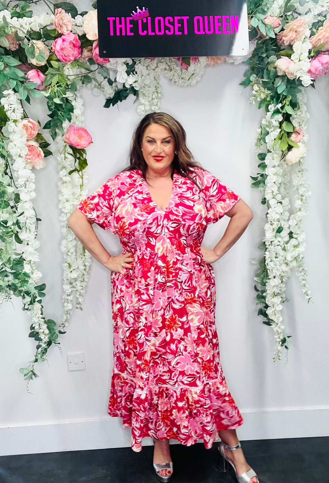 bailey dress in pink floral Women's Red Toile Midi Dress | Avara