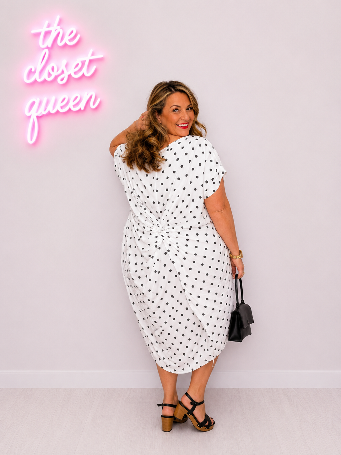 Twist Back Dress Polka Dot