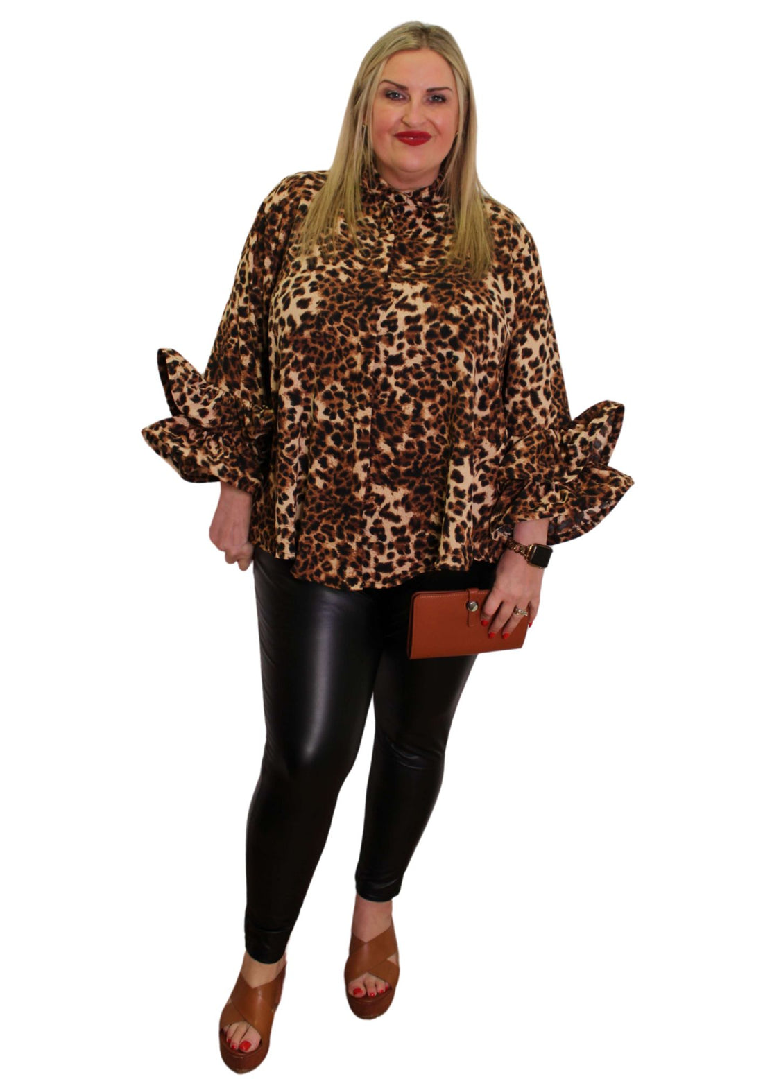 Rose Sleeve Leopard Print