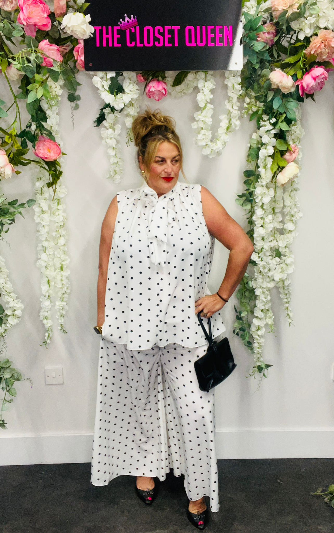 Sheered Top Trouser Polka Dot