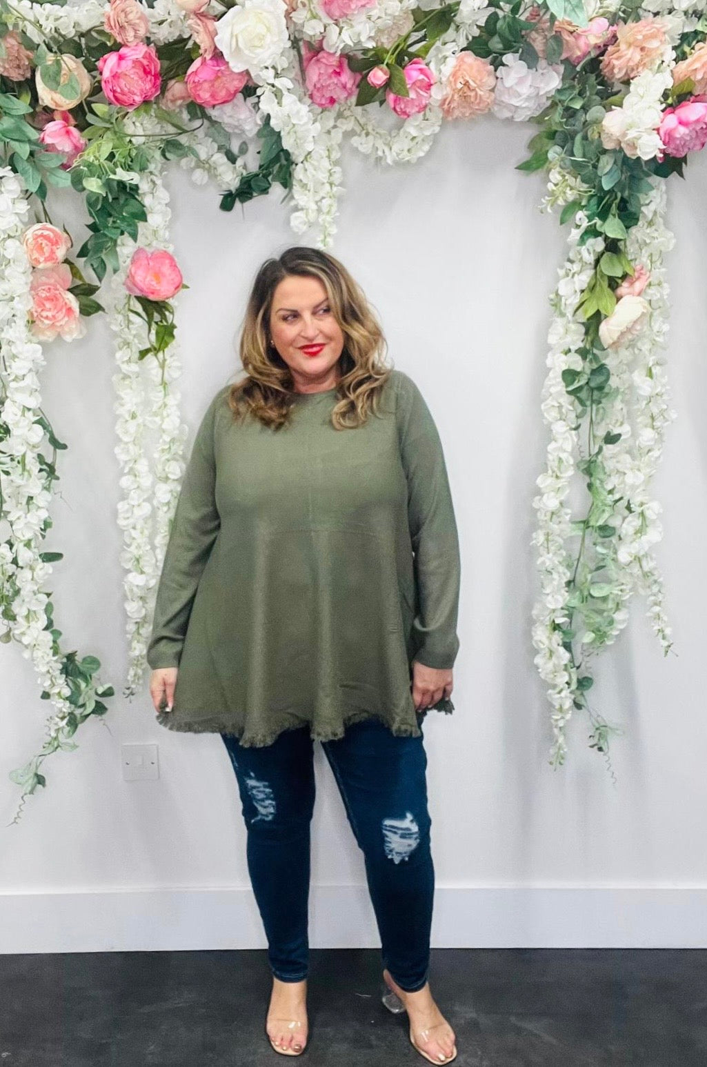 Fray Bottom A-Line Jumper