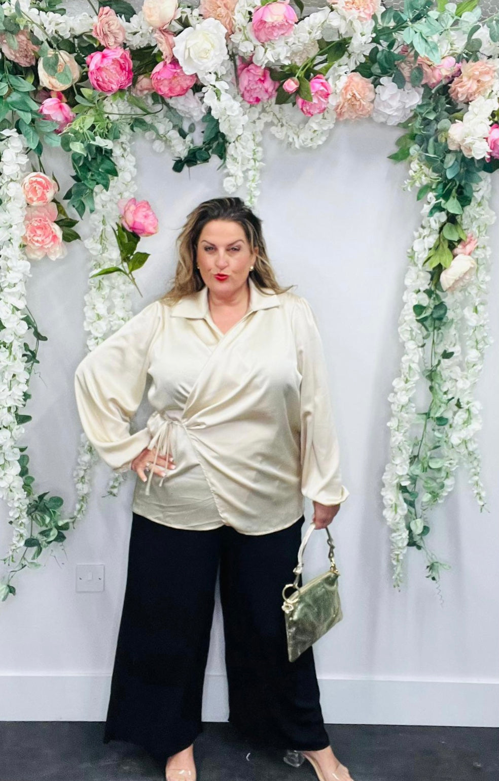 Satin Effect Tie Blouse