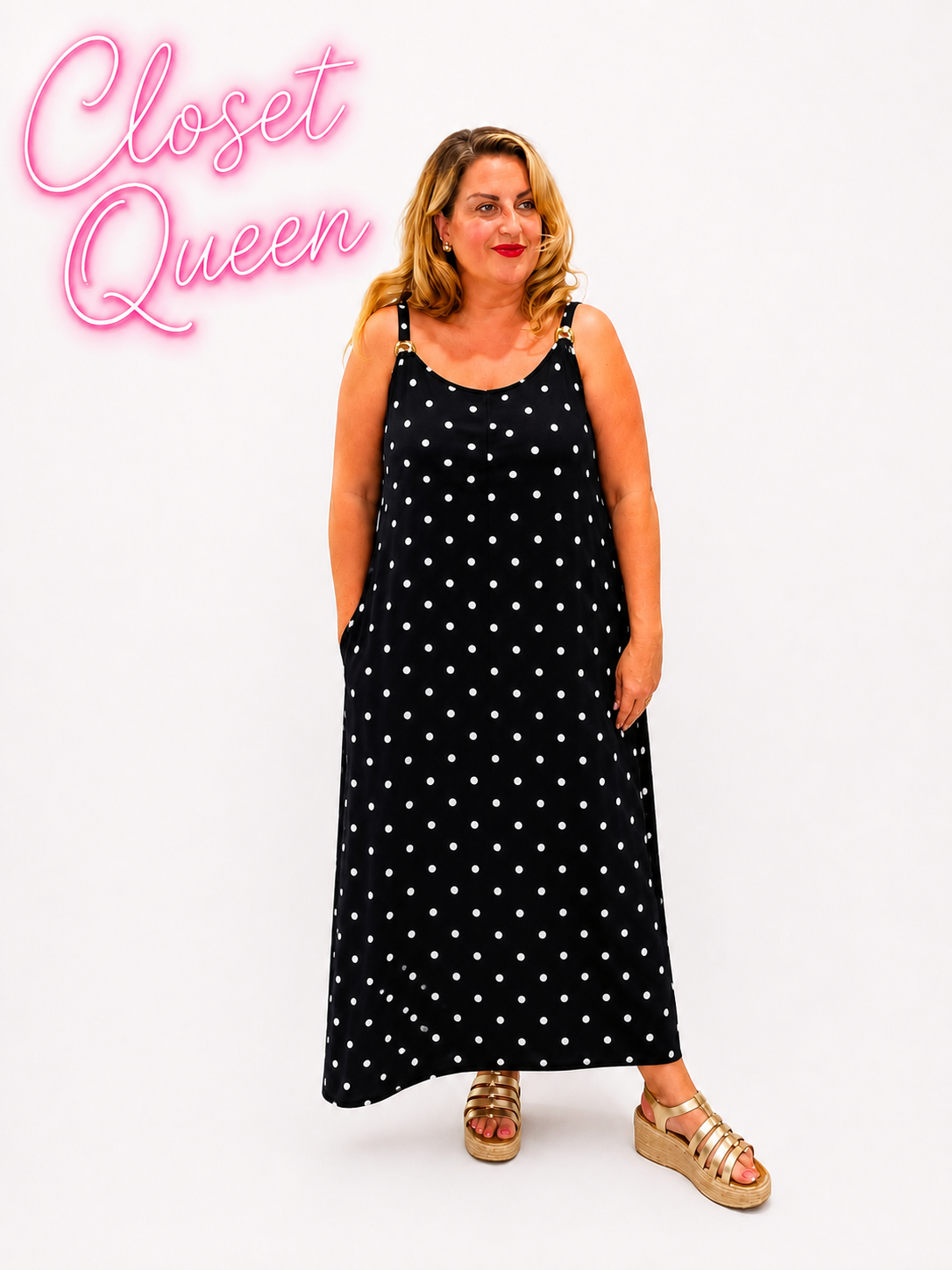 Gold Detail Polka Dot Dress
